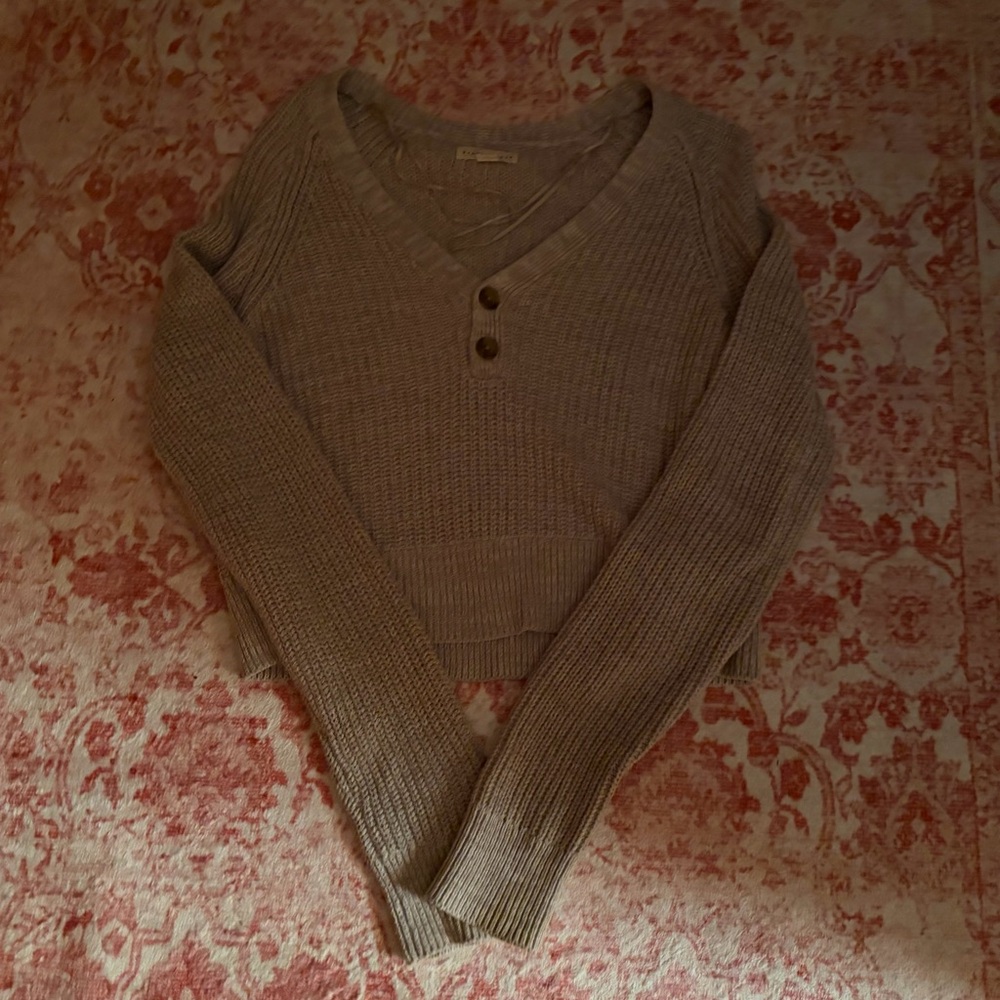 Aeropostale Women's V-Neck Sweater - Taupe